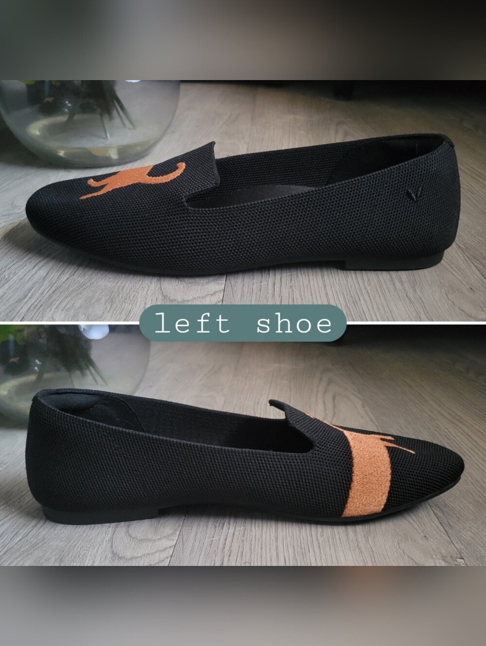 Vivaia Audrey Black-Cat Round Toe Black & Copper Embroidered Loafers, US 9 EU 40 - Picture 9 of 16